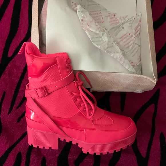 Vibrant Pink Women's Boots - Picture 7 of 13